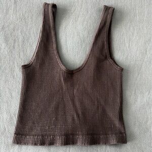 Intimately by Free People Grey Ribbed Knit Tank Top